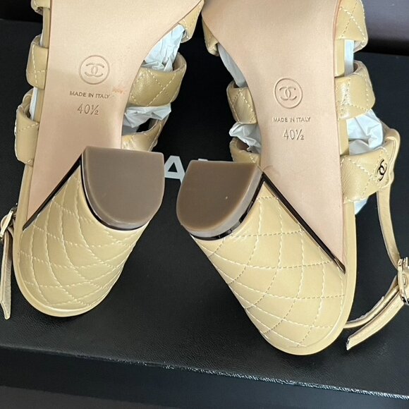 CHANEL Beige Calfskin Sandals (NWT) - Picture 11 of 13